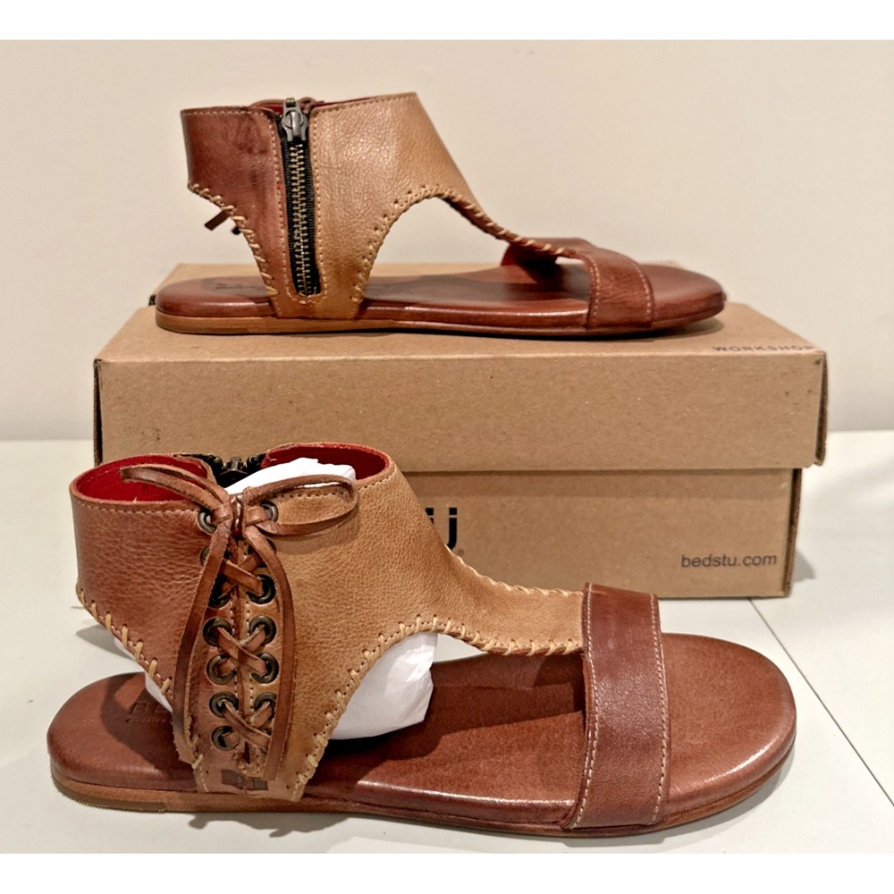 Bed Stu Women Size 8.5 Nina Gladiator Sandals Almond Oats Rustic F373154 Leather